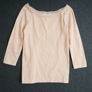Wolford Womens 3/4 Sleeve Square Neck Pullover Fitted XXS! Delicate Blush Pink!